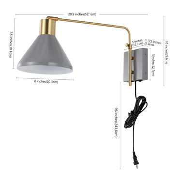 Max 20.5" Swing Arm Modern Midcentury Iron USB Charging Port LED Sconce - JONATHAN Y
